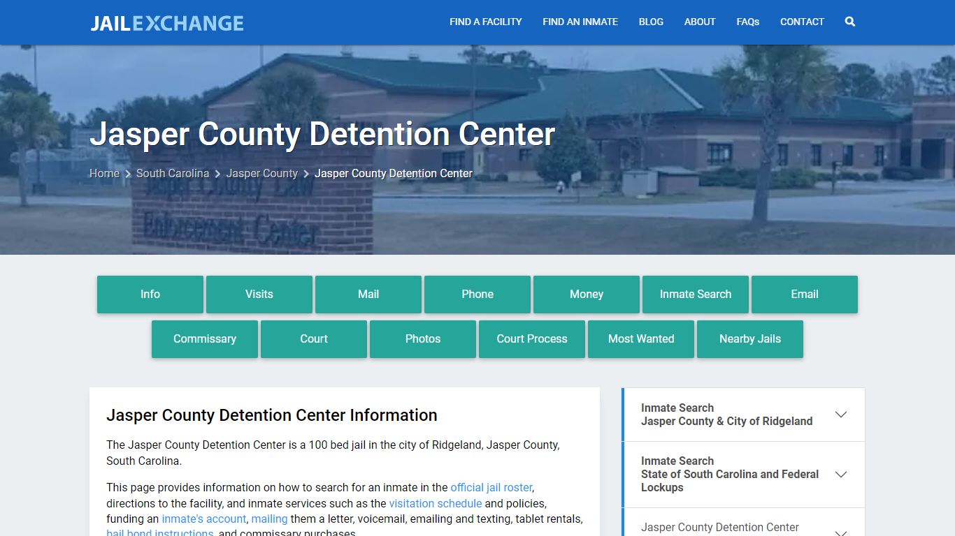 Jasper County Detention Center, SC Inmate Search, Information