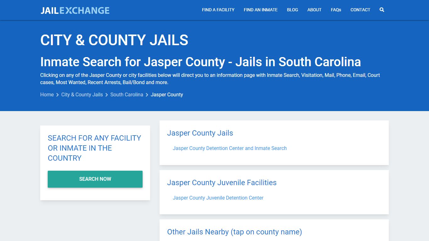 Inmate Search for Jasper County | Jails in South Carolina - Jail Exchange